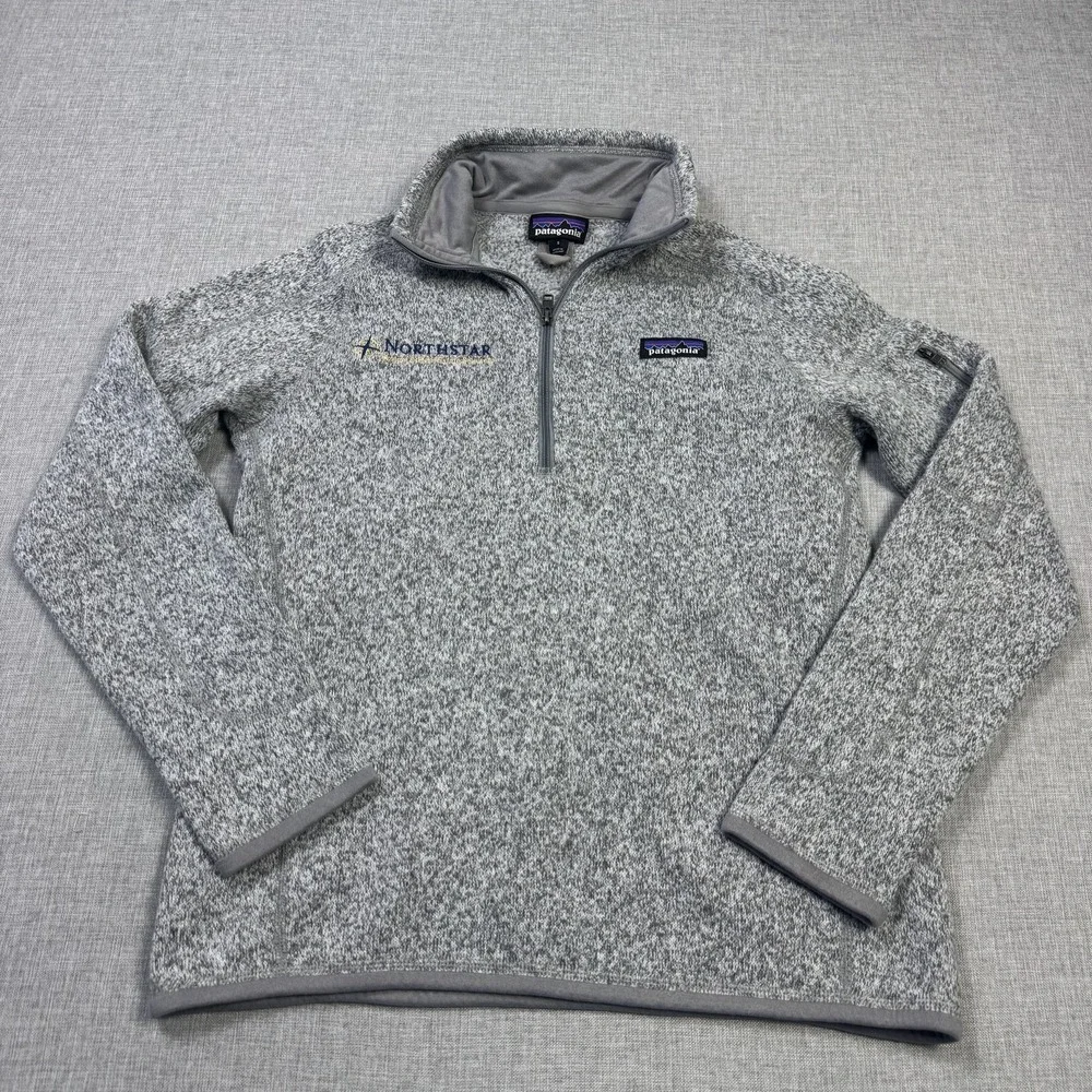 Patagonia Better Sweater Fleece 1/4 Zip Jacket Mens Small Gray Northstar Logo